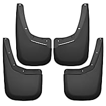 56796 Front and Rear, Driver and Passenger Side Mud Flaps, Black, Plastic, Custom Fit Series