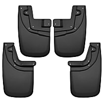 56936 Front and Rear, Driver and Passenger Side Mud Flaps, Black, Thermoplastic, Custom Fit Series