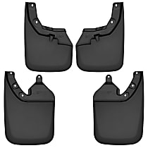 56946 Front and Rear, Driver and Passenger Side Mud Flaps, Black, Plastic, Custom Fit Series