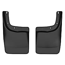 57411 Rear, Driver and Passenger Side Mud Flaps, Black, Plastic, Custom Fit Series