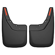 57881 Rear, Driver and Passenger Side Mud Flaps, Black, Plastic, Custom Fit Series