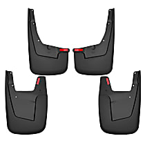 58146 Front and Rear, Driver and Passenger Side Mud Flaps, Black, Plastic, Custom Fit Series