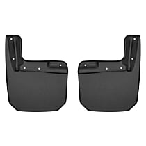 58151 Front, Driver and Passenger Side Mud Flaps, Black, Thermoplastic, Custom Fit Series