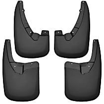 58176 Front and Rear, Driver and Passenger Side Mud Flaps, Black, Plastic, Custom Fit Series