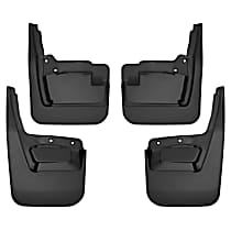 58276 Front and Rear, Driver and Passenger Side Mud Flaps, Black, Thermoplastic, Custom Fit Series