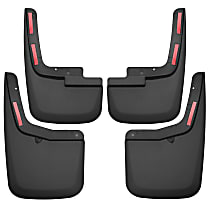 58456 Front and Rear, Driver and Passenger Side Mud Flaps, Black, Plastic, Custom Fit Series
