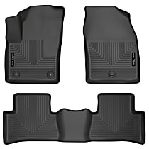 Front and Second Row Molded Floor Liner, Sport Utility, Black, Made of Rubberized/Thermoplastic, Weatherbeater Series
