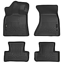 Front and Second Row Molded Floor Liner, Sport Utility, Black, Made of Rubberized/Thermoplastic, Weatherbeater Series