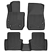 Front and Second Row Molded Floor Liner, Sport Utility, Black, Made of Rubberized/Thermoplastic, Weatherbeater Series