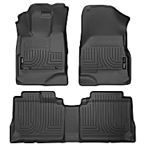 Front and Second Row Molded Floor Liner, Sport Utility, Black, Made of Rubberized/Thermoplastic, Weatherbeater Series