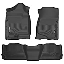 Front and Second Row Molded Floor Liner, Sport Utility, Black, Made of Rubberized/Thermoplastic, Weatherbeater Series