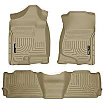 Front and Second Row Molded Floor Liner, Sport Utility, Tan, Made of Rubberized/Thermoplastic, Weatherbeater Series