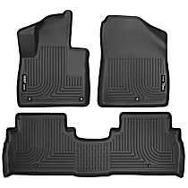 Front and Second Row Molded Floor Liner, Sport Utility, Black, Made of Rubberized/Thermoplastic, Weatherbeater Series