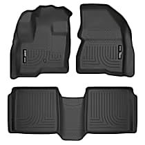 Front and Second Row Molded Floor Liner, Sport Utility, Black, Made of Rubberized/Thermoplastic, Weatherbeater Series