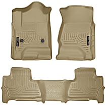 Front and Second Row Molded Floor Liner, Sport Utility, Tan, Made of Rubberized/Thermoplastic, Weatherbeater Series
