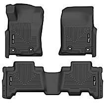 Front and Second Row Molded Floor Liner, Sport Utility, Black, Made of Rubberized/Thermoplastic, Weatherbeater Series