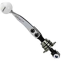 3916030 Billet Plus Series Shifter - Chrome Stick and White Knob, Stainless Steel and Plastic, Manual, Direct Fit, Sold individually