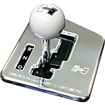 5380403 Shifter Stick - Polished Plate and White Knob, Aluminum, Auto Stick, Direct Fit, Kit