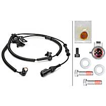 Front, Driver or Passenger Side ABS Speed Sensor, Eng. VIN: E, FI, Naturally Aspirated, GAS, enginemfrname: Ford; 2-pin connector - Cable: 1290mm - With bracket; Incl. ABS Wheel Speed Sensor Wire Harness