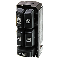 Front or Rear, Driver Side Window Switch, 4-Door, Gray, 5 Buttons