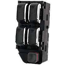 Front, Driver Side Window Switch, Black, 5-Button