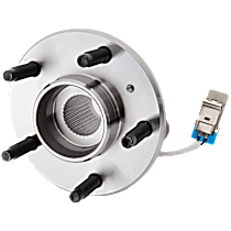 Front, Driver or Passenger Side Wheel Hub, FWD, Steel Wire Clip - Bearing Flange Mounting Holes Threaded, 5 Lugs, With Bearing, With Sensor - Front, Driver or Passenger Side