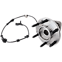 Front, Driver or Passenger Side Wheel Hub, RWD, 6 Lugs, With Bearing, With Sensor