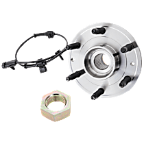 Front, Driver or Passenger Side Wheel Hub, with Bearing, Four Wheel Drive, with 6 Stud Hub