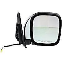 Passenger Side Mirror, Power Adjust, Heated, Chrome, Manual Folding, No Signal Light, No Blind Spot Feature, No Memory, No Puddle Light, No Auto-Dimming