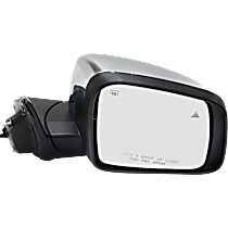Passenger Side Mirror, Power, Power Folding, Heated, Chrome, In-housing Signal Light, With memory, Without Puddle Light, Without Auto-Dimming, With Blind Spot Detection in Glass