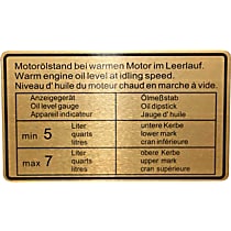 1601501206 Engine Oil Level Specification Decal - Replaces OE Number 901-006-504-01