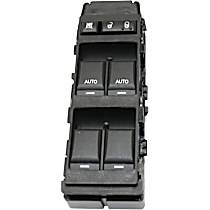 Front, Driver Side Window Switch, Black, 6-Button, 14-Prong Blade Male Terminal, 2 Female Connectors, Driver and Passenger Side One Touch Power Windows