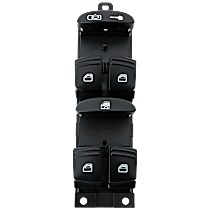 Front, Driver Side Window Switch, Black, 6-button