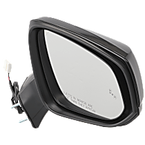 Passenger Side Mirror, Power Adjust, Heated, Paintable, Manual Folding, No Signal Light, With Blind Spot Detection in Glass, No Memory, No Puddle Light, No Auto-Dimming