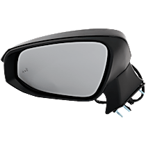 Driver Side Mirror, Power Adjust, Heated, Paintable, Power Folding, In-housing Signal Light, With Blind Spot Detection in Glass, With Memory, With Puddle Light, No Auto-Dimming
