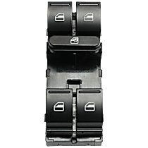 Front, Driver Side Window Switch, Black and White, 5-Button