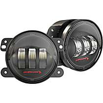 JW Speaker 0554573 Jeep JK LED Fog Lights, Black Inner Bezel, SAE Compliant, Set of 2