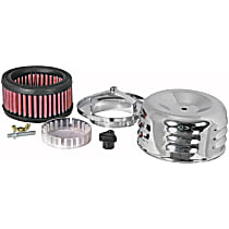 60-0500 Air Cleaner Assembly - Chrome Canister; Red Filter, Cotton Gauze, Universal, Assembly