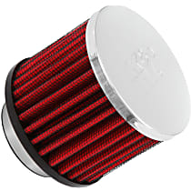 62-1460 Crankcase Breather - Chrome top, black bottom, and red filter, Universal