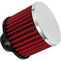 Chrome Universal Breather, Washable Air Filter - Push-In - 1-1/4 in Flange - 3in O.D - 2-1/2in H
