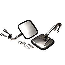 30417 Driver and Passenger Side Mirror, Manual Adjust, Non-Heated, Manual Folding, Polished, No Signal Light, No Memory, No Puddle Light, No Auto-Dimming, No Blind Spot Feature