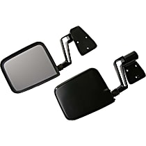 50475 Driver and Passenger Side Mirror, Manual Adjust, Manual Folding, Non-Heated, Powdercoated Black, Without Auto-Dimming, Without Blind Spot Feature, Without Signal Light, Without Memory