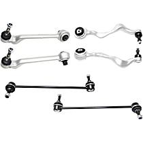 6-Piece Kit Front, Driver and Passenger Side, Lower, Frontward and Rearward Control Arms with Sway Bar Links