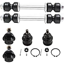 6-Piece Kit Front, Driver and Passenger Side Suspension Kit, For Models With Independent Front Suspension, Will not fit OE Control Arm,  Includes (4) Ball Joint and (2) Sway Bar Link