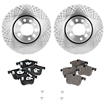 4-Piece Kit Front Brake Disc and Pad Kit, Plain Surface, 5 Lugs, Cast Iron, Semi-Metallic Pad Material, Pro-Line Series