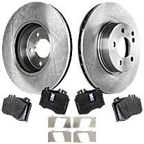Front Brake Disc and Pad Kit, Plain Surface, 5 Lugs, Cast Iron, Organic Pad Material, Pro-Line Series