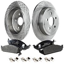 Front and Rear Brake Disc and Pad Kit, Plain Surface, 5 Lugs, Cast Iron, Semi-Metallic Pad Material, Pro-Line Series