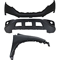 3-Piece Kit Front, Upper and Lower Upper - Primed, Lower - Textured Bumper Cover, CAPA Certified, Includes (2) Bumper Cover and (1) Fender