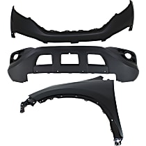 3-Piece Kit Front, Upper and Lower Upper - Primed, Lower - Textured Bumper Cover, CAPA Certified, Includes (2) Bumper Cover and (1) Fender