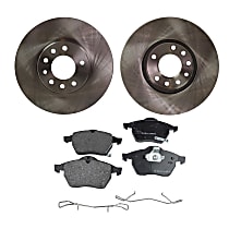Front Brake Disc and Pad Kit, Plain Surface, 5 Lugs, Cast Iron, Organic Pad Material, Pro-Line Series